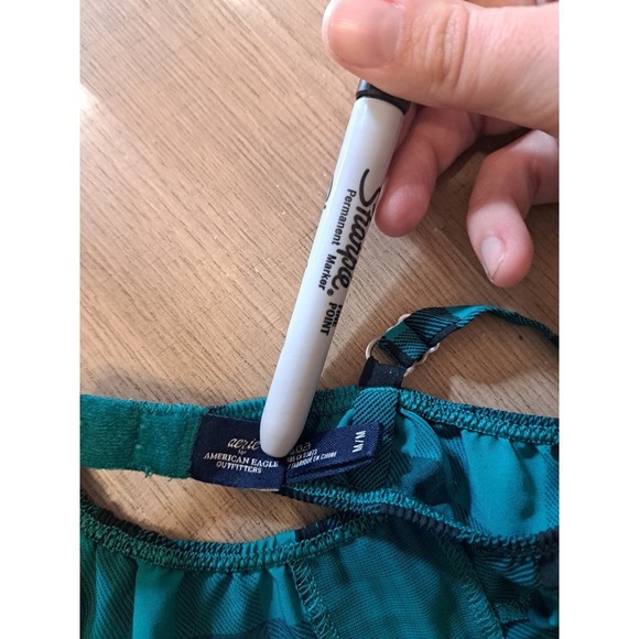 Aerie w/ American Eagle Plaid Black & Green Wireless Bralette Size M - Picture 3 of 4